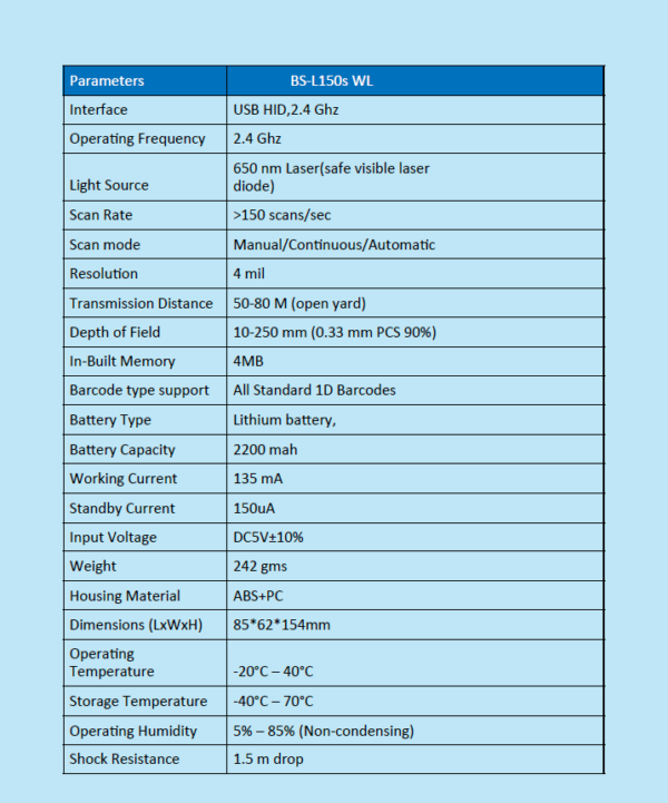TVS BS-L150s WL 1D  Barcode Scanners Wireless - Image 3